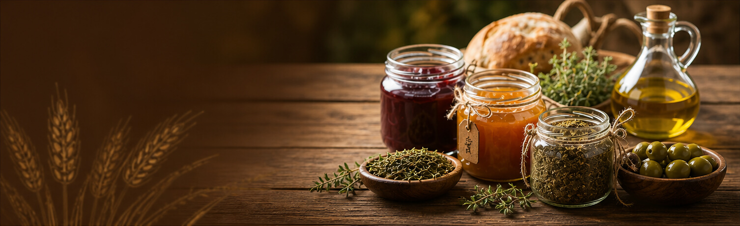 Natural foods on a rustic table